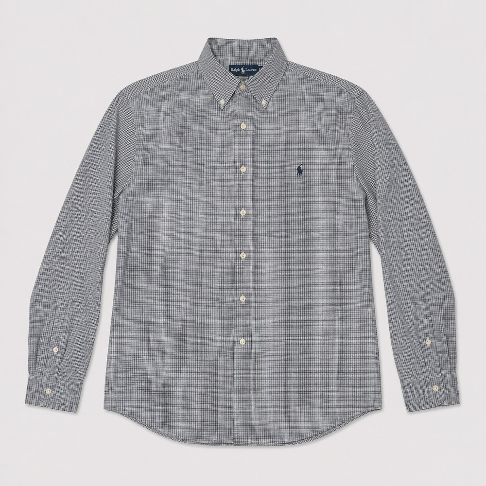 Ralph Lauren Blake Mens XL Blue Check Button Up Long Sleeve Cotton Shirt